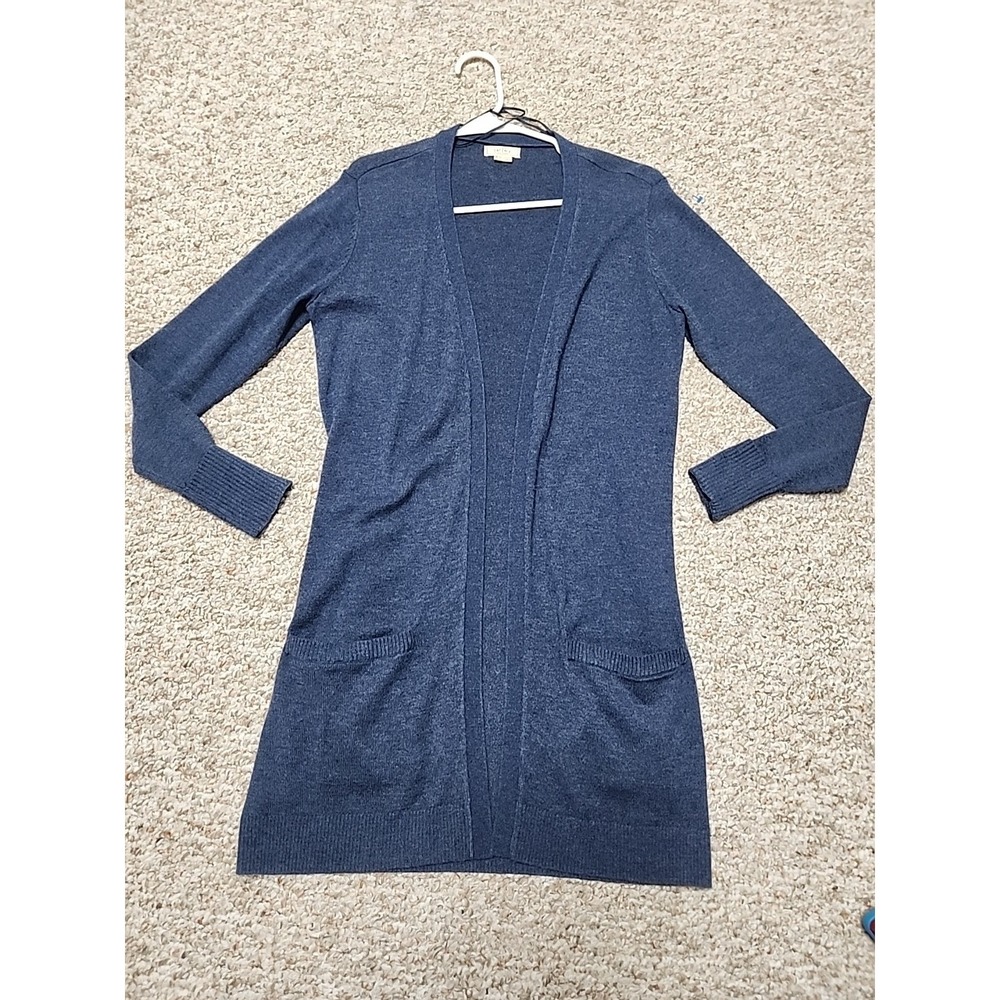 Fat Face‎ Cashmere Wool  Blend Size 2  Blue Heathered Long Open Cardigan